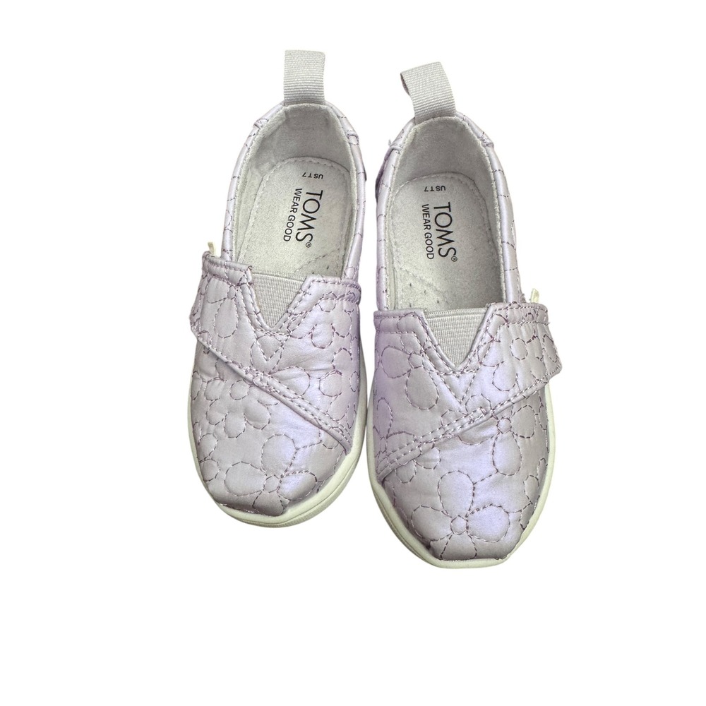 TOMS Toddler Alpargata Lilac Purple Quilted‎ Floral Slip On Shoes Size 7